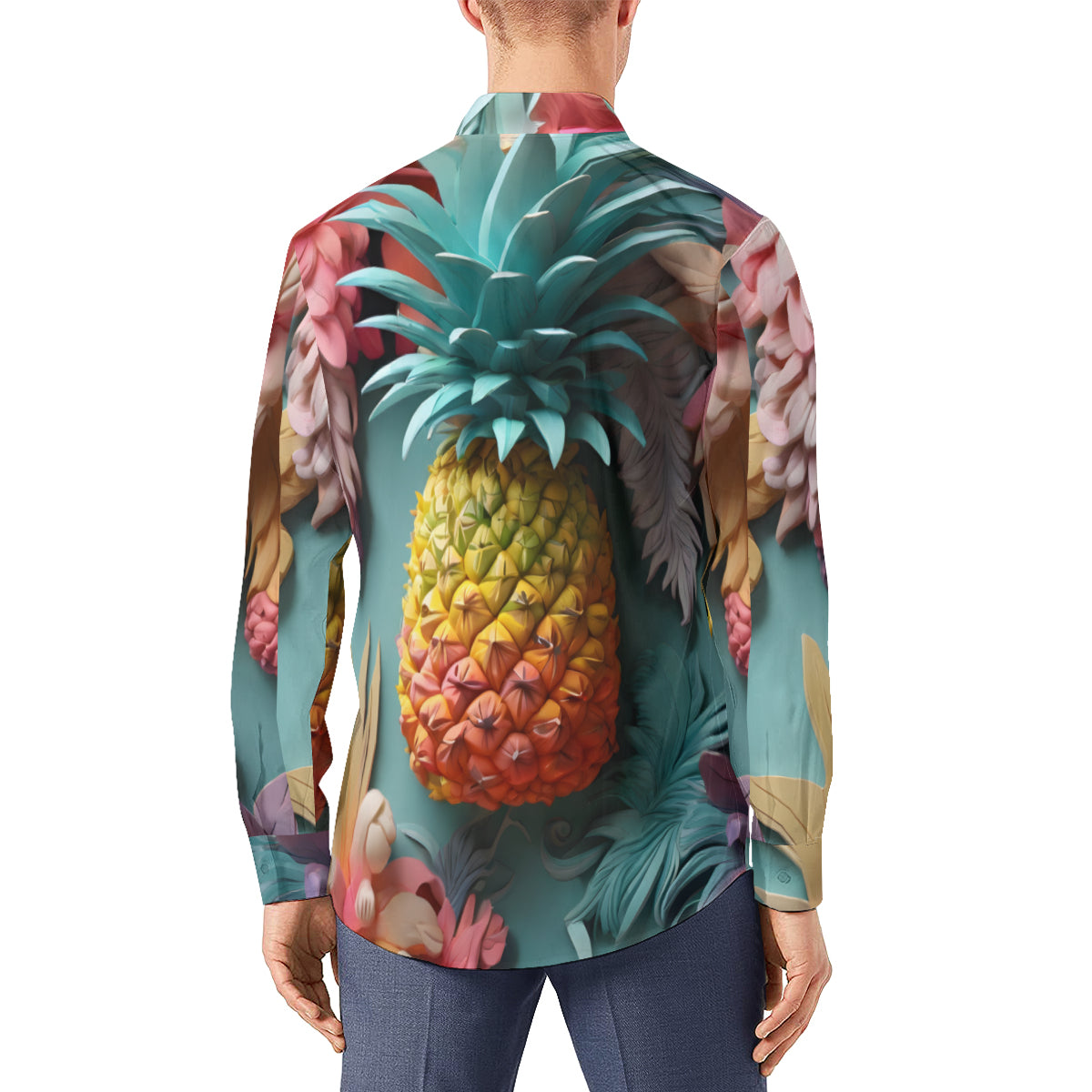 Pineapple Men's Classic Long-Sleeved Shirt | Polyester