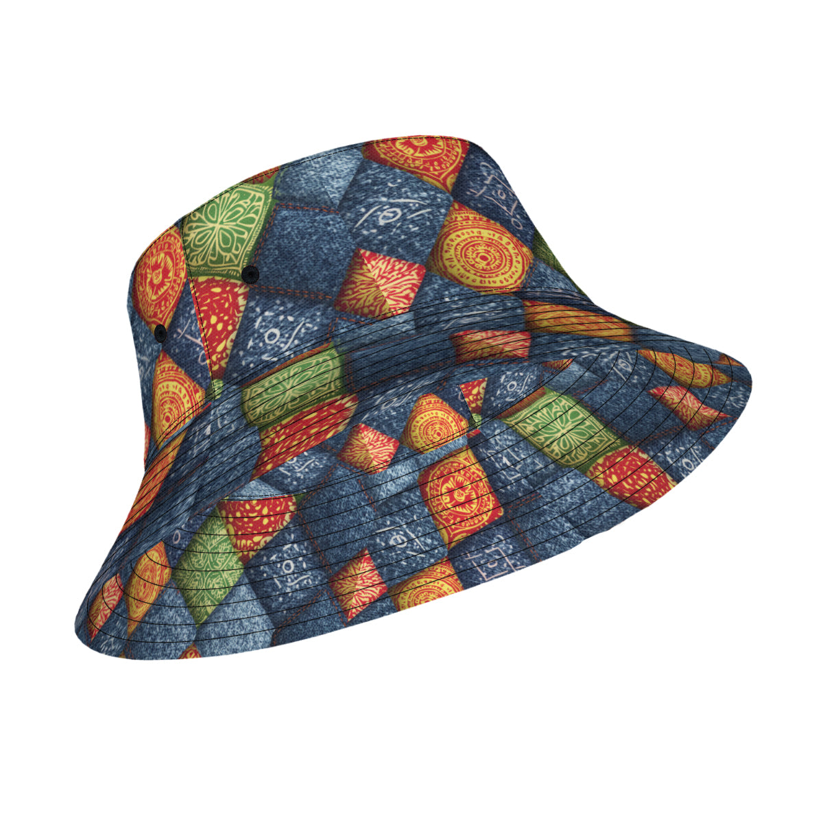 Abstract Denim Double-Sided Unisex Polyester Bucket Hat