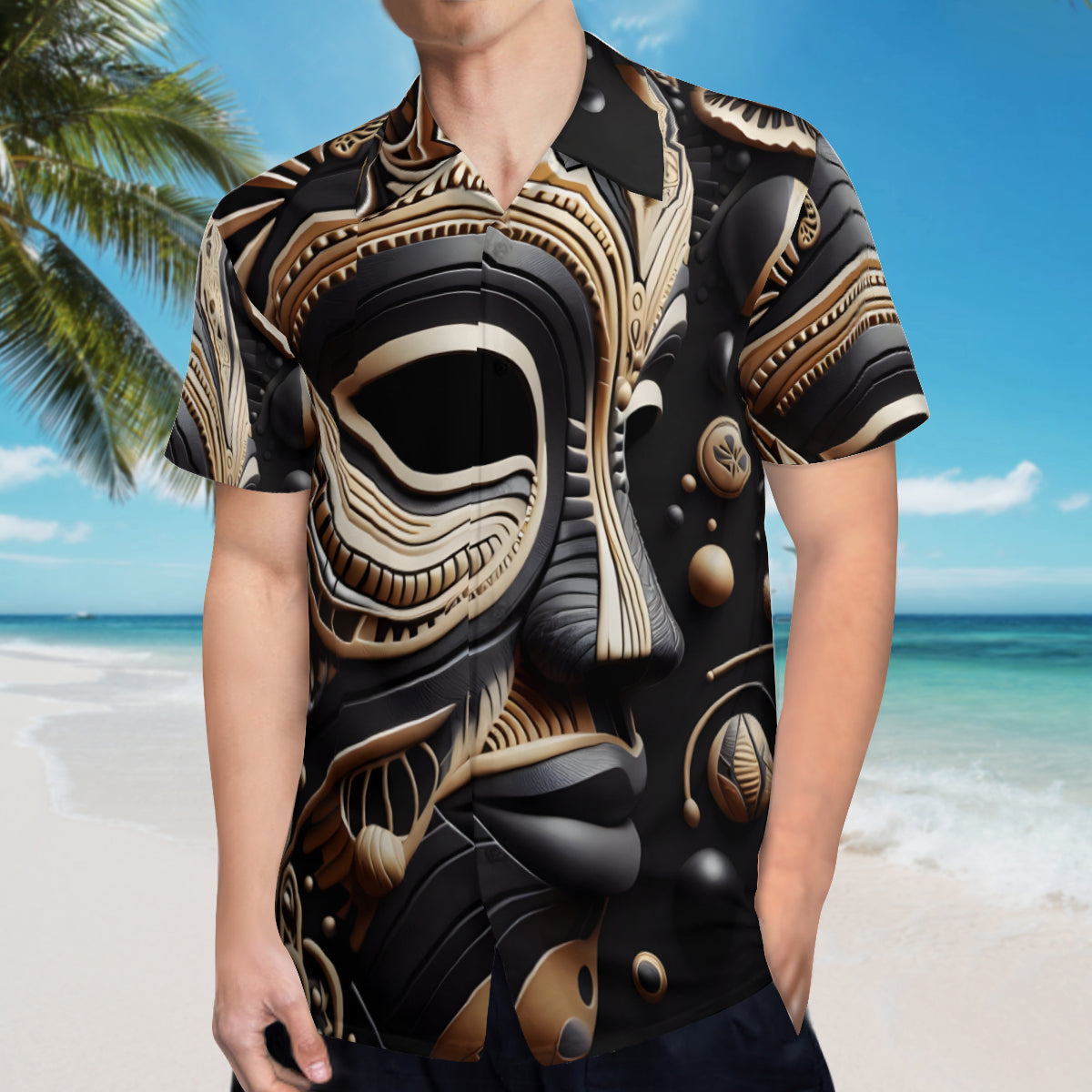 African Mask Art Short Sleeves Men's Shirt