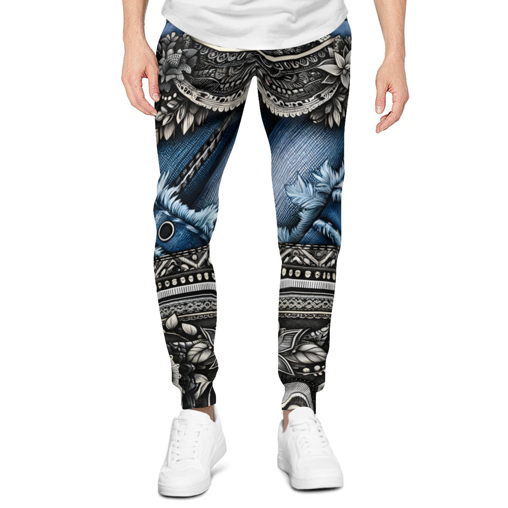 Denim And Lace Design Men's Adult Hoodie Set (Double-Layer Hood) | Health Fabric