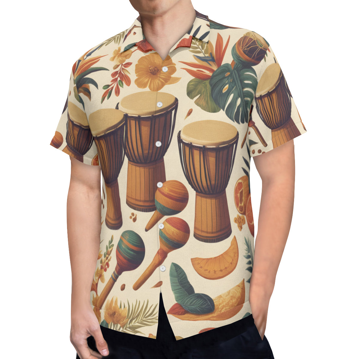 Floral Drums Sleeves Men's Shirt