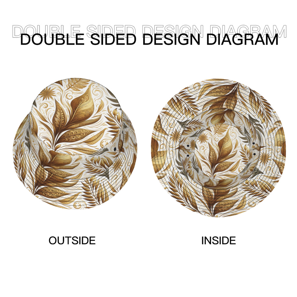 Golden Feathers Double-Sided Unisex Polyester Bucket Hat