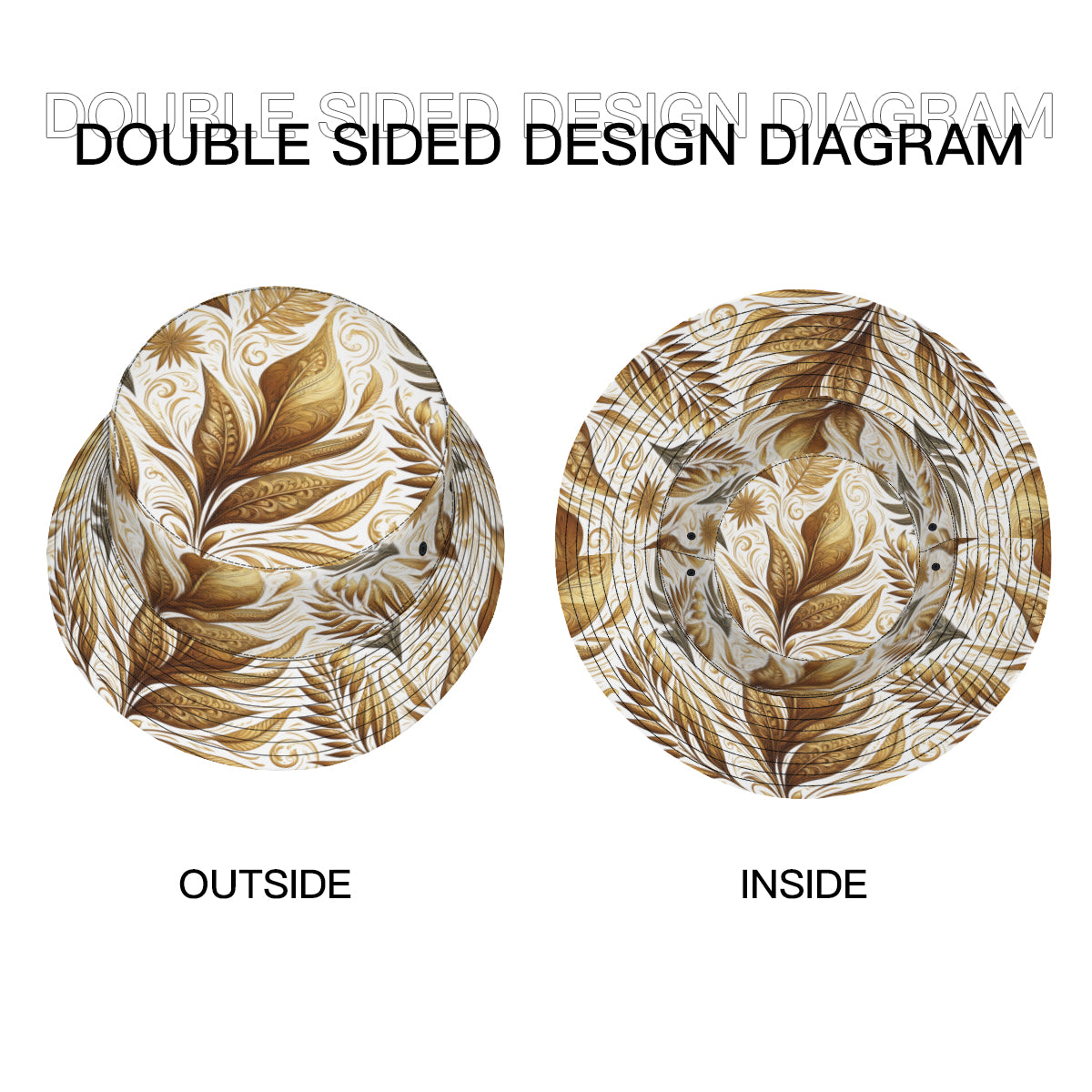 Golden Feathers Double-Sided Unisex Polyester Bucket Hat