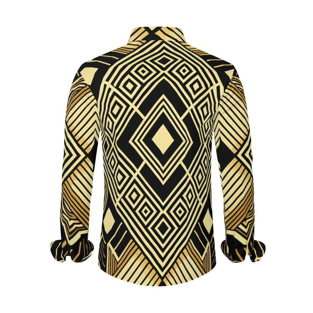 Golden Geometric Shapes Long Sleeves Shirt