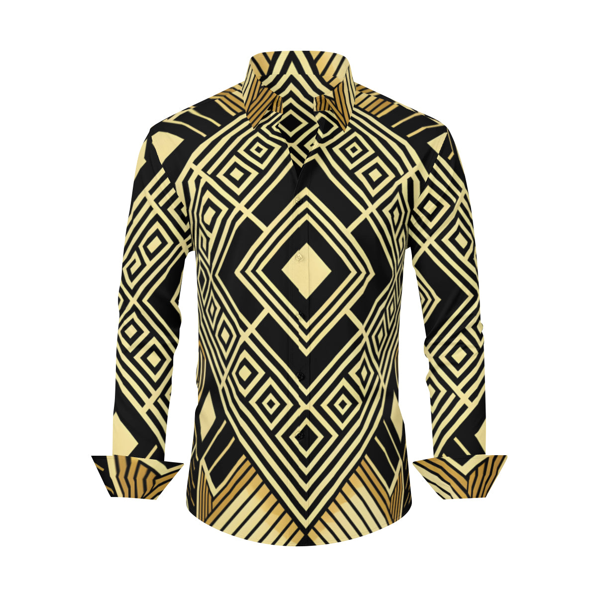 Golden Geometric Shapes Long Sleeves Shirt