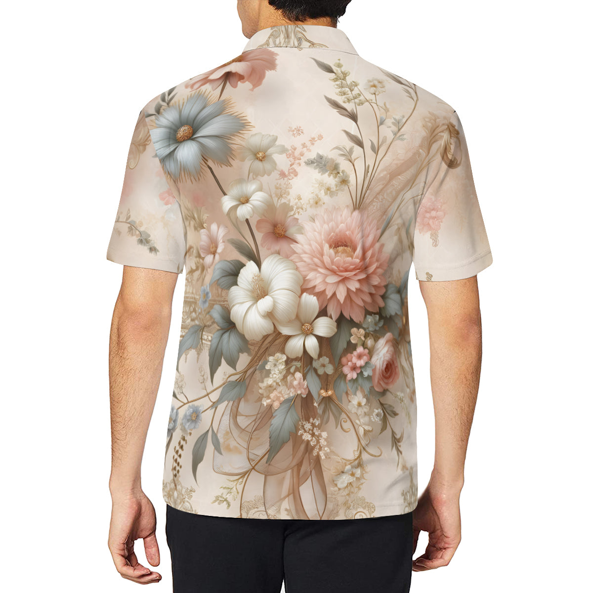 Floral Men's Premium European Size POLO Shirt | 95% Polyester+5% Spandex
