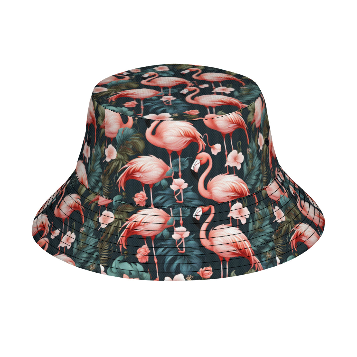 Flamingo Double-Sided Unisex Polyester Bucket Hat
