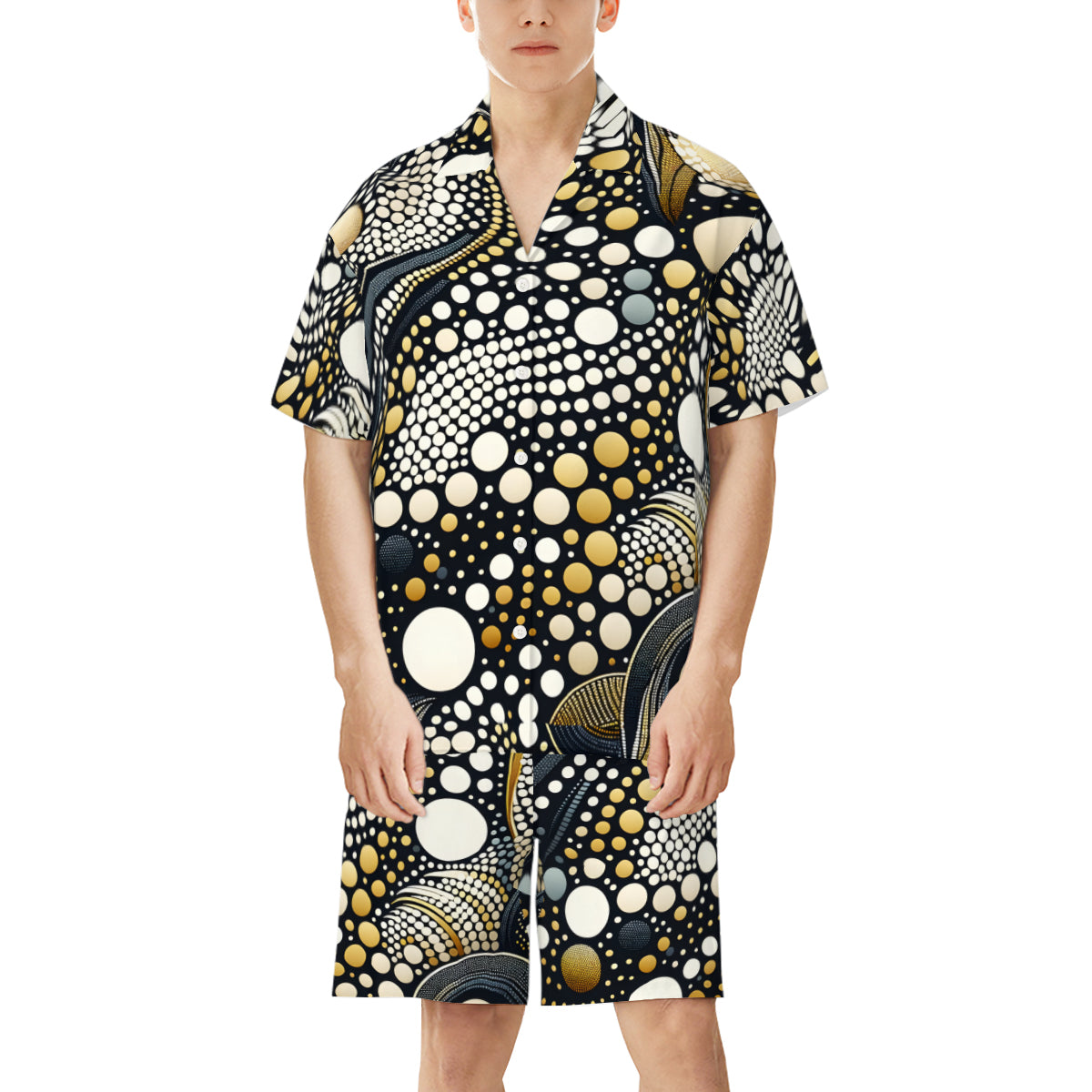 Abstract Dotted Casual Shirt and Shorts (Multi-faceted Design) | Cotton-Like Polyester