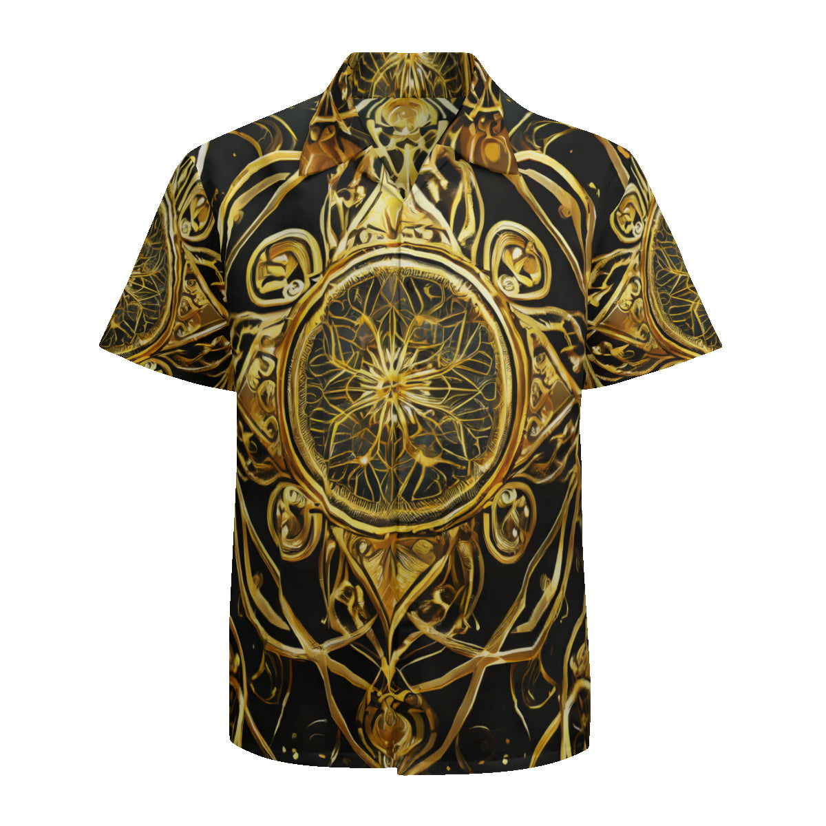 Elegant Black And Gold Short Sleeves Men's Shirt