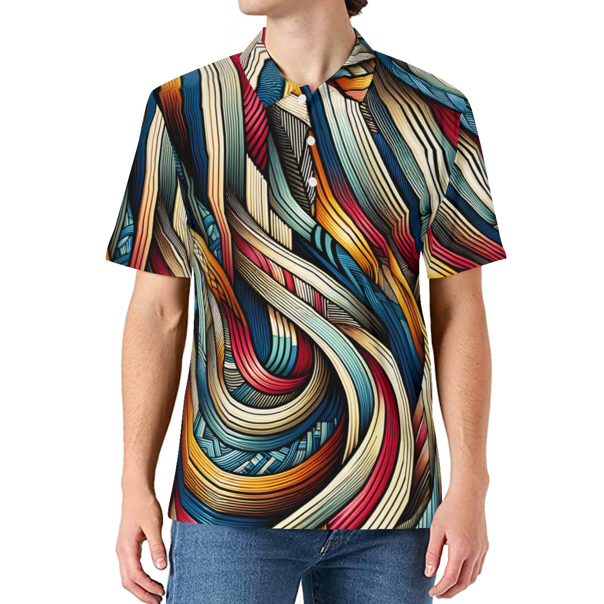 Abstract Men's Premium European Size POLO Shirt | 95% Polyester+5% Spandex