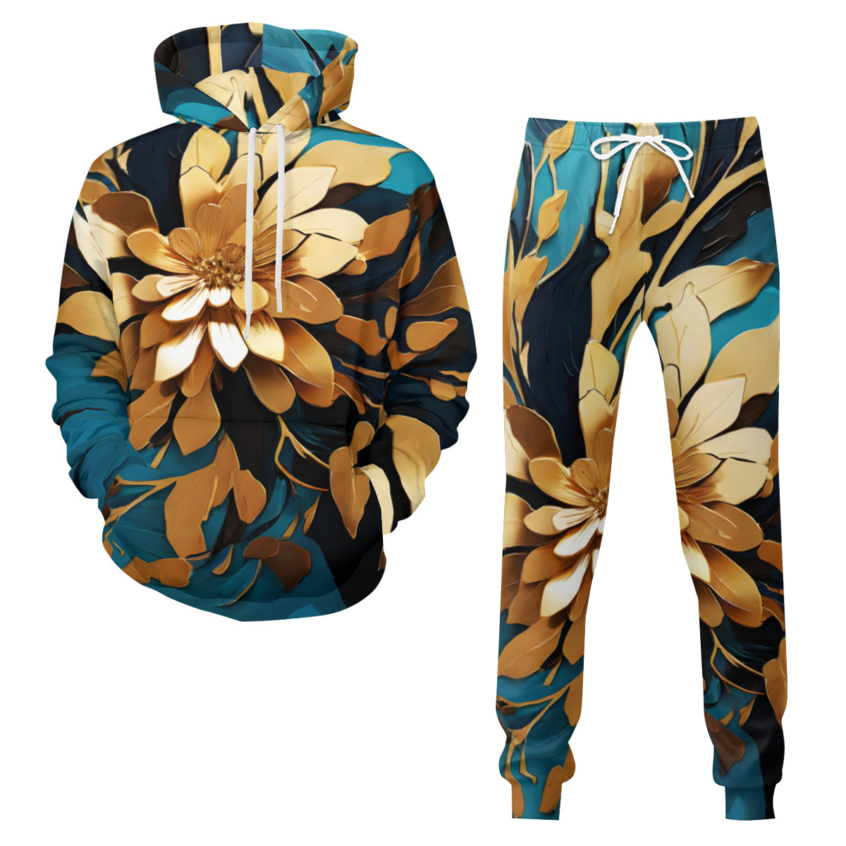 Abstract Pattern Men's Adult Hoodie Set (Double-Layer Hood) | Health Fabric