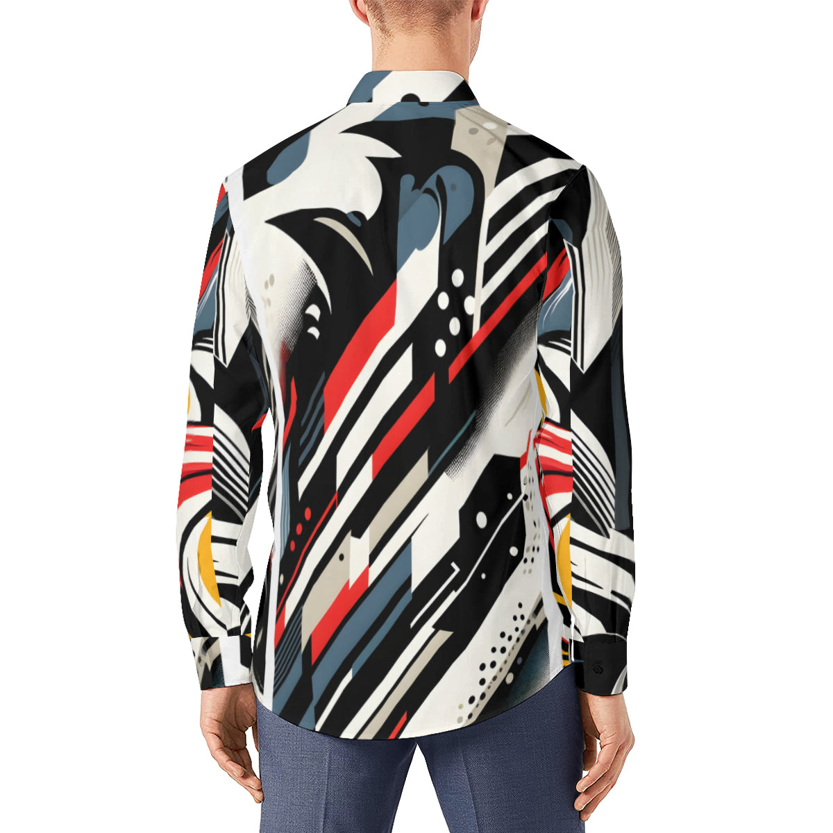 Abstract Square Men's Classic Long-Sleeved Shirt | Polyester