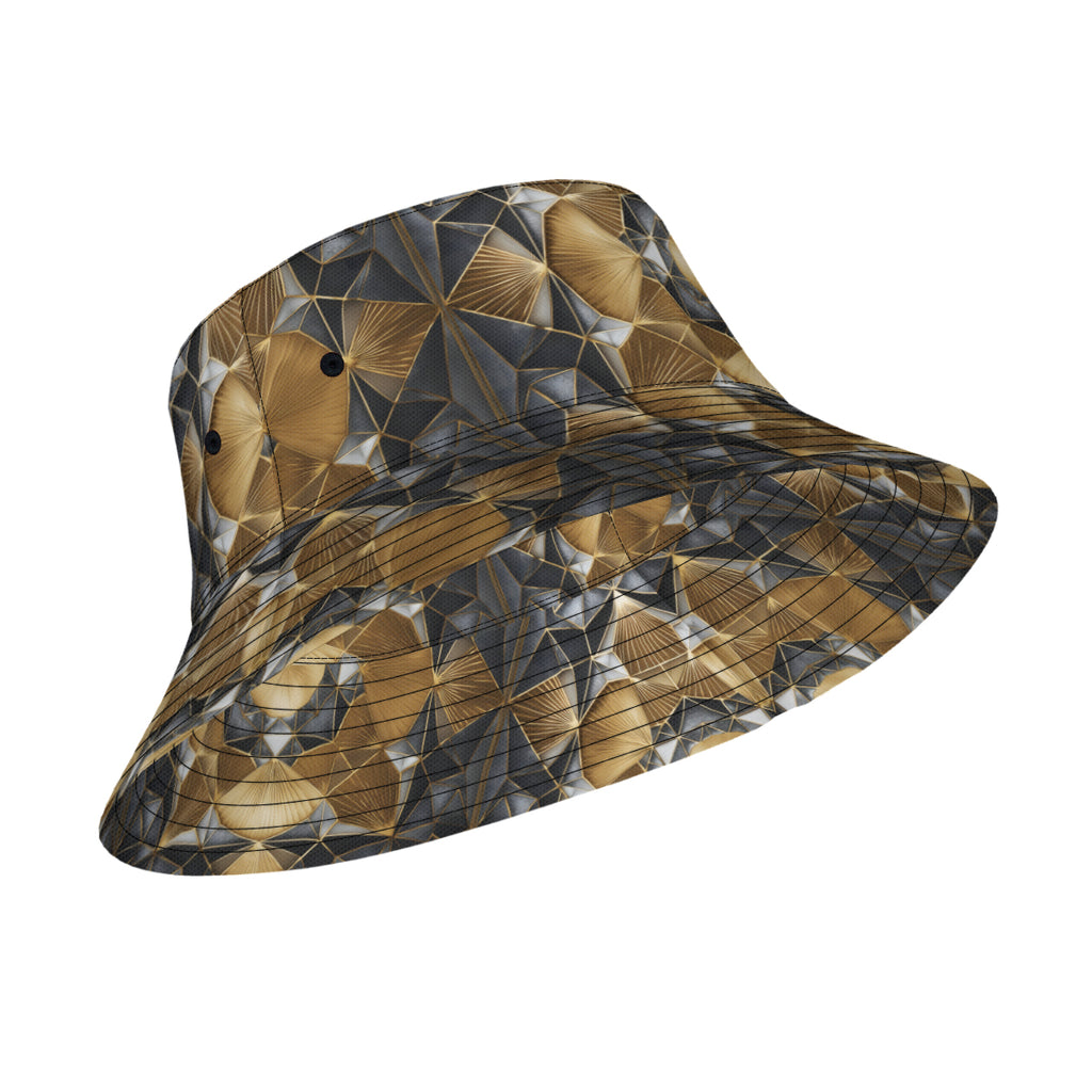 Geometric Black Gold Double-Sided Unisex Polyester Bucket Hat