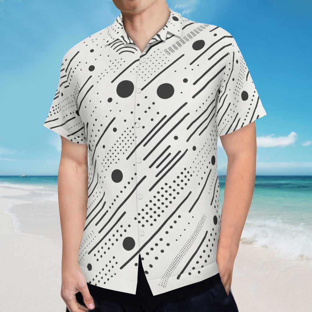Minimalistic Black And White Short Sleeves Men's Shirt