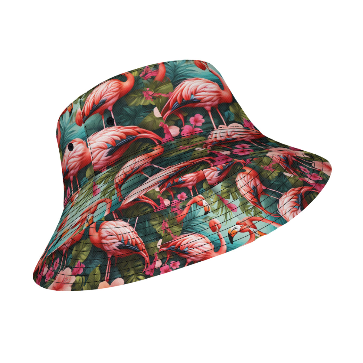 Pink Flamingo Double-Sided Unisex Polyester Bucket Hat