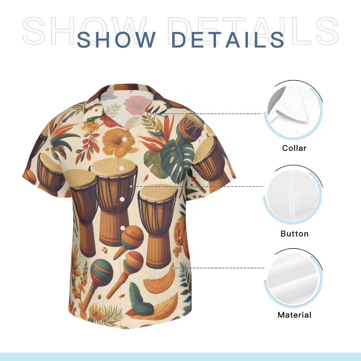 Floral Drums Sleeves Men's Shirt