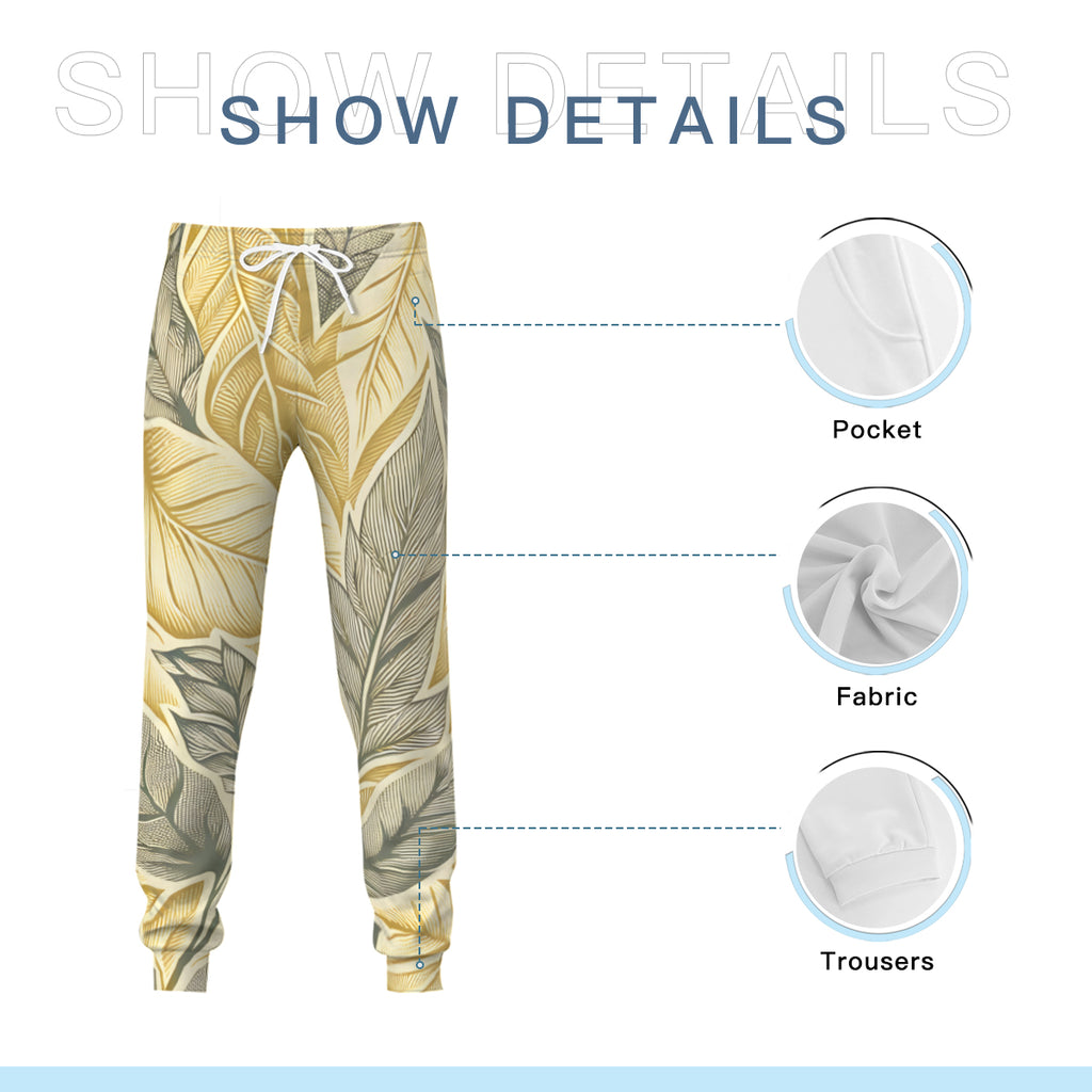 Golden Leaves Men's Adult Hoodie Set (Double-Layer Hood) | Health Fabric