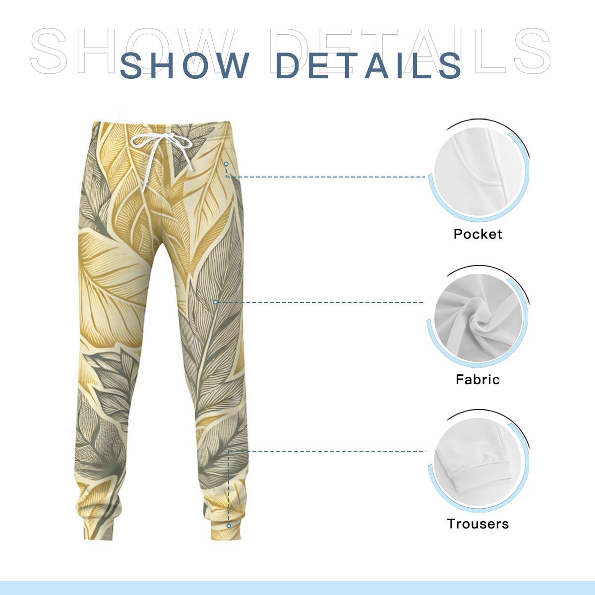Golden Leaves Men's Adult Hoodie Set (Double-Layer Hood) | Health Fabric