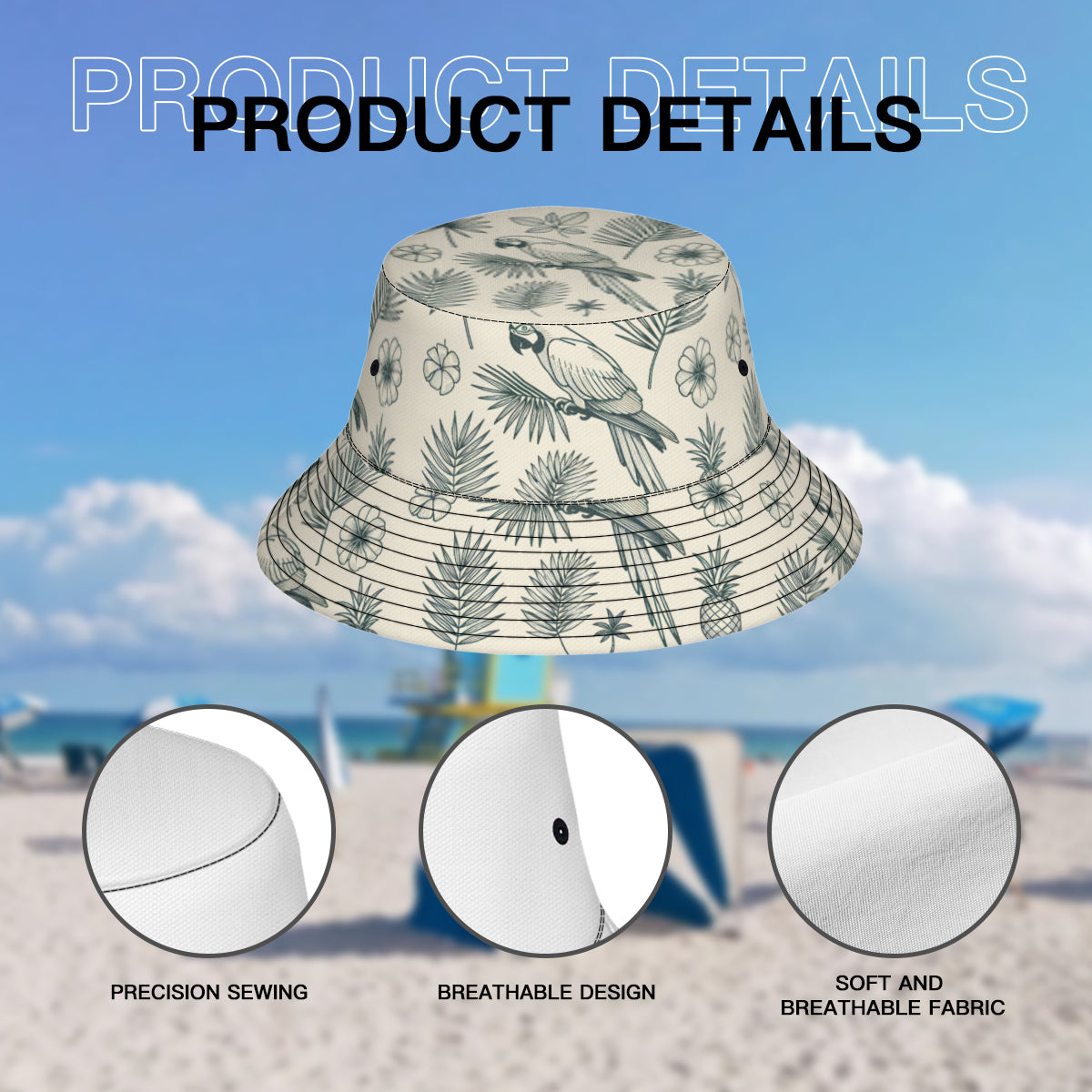 Tropical Double-Sided Unisex Polyester Bucket Hat