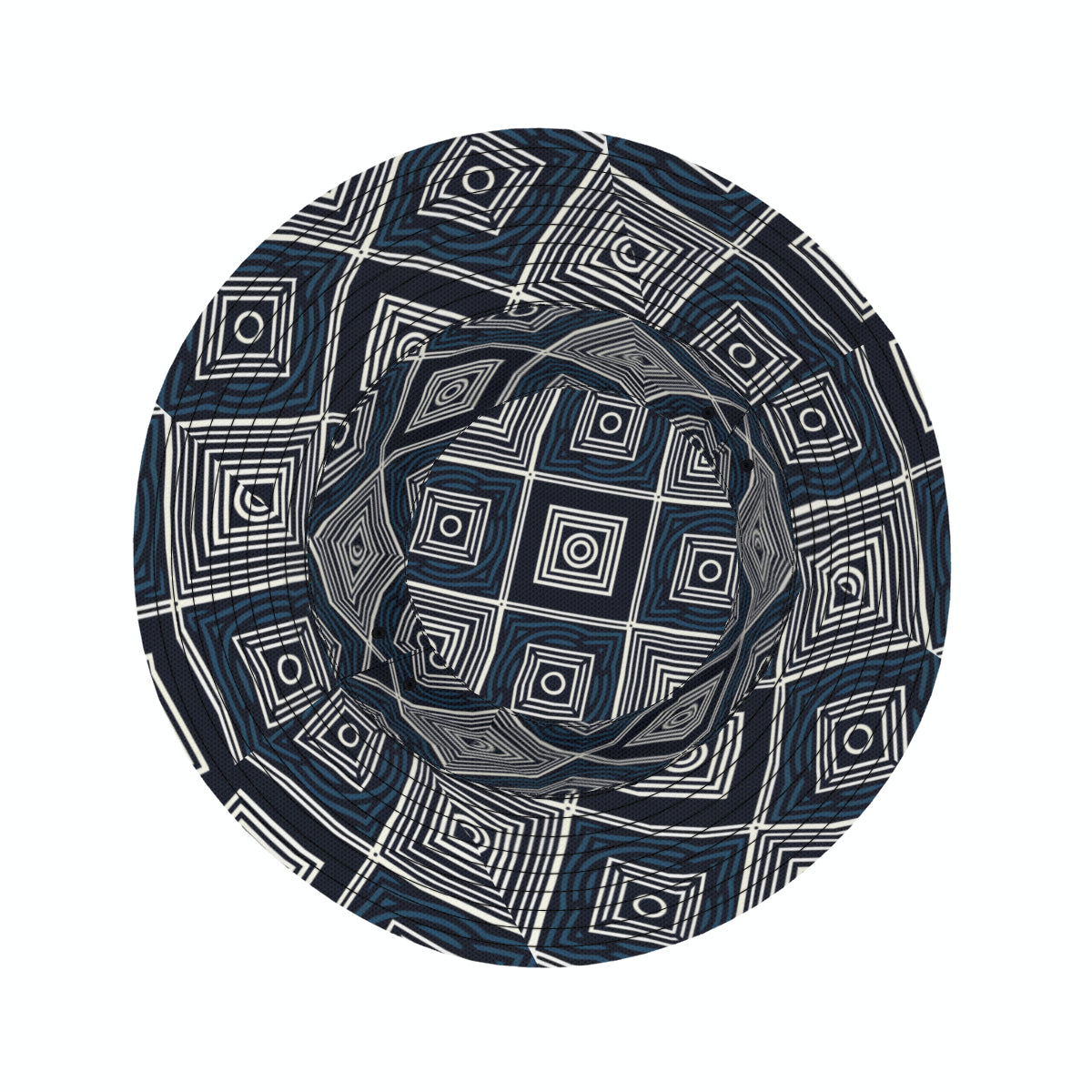 Navy Blue Geometric Shapes Double-Sided Unisex Polyester Bucket Hat