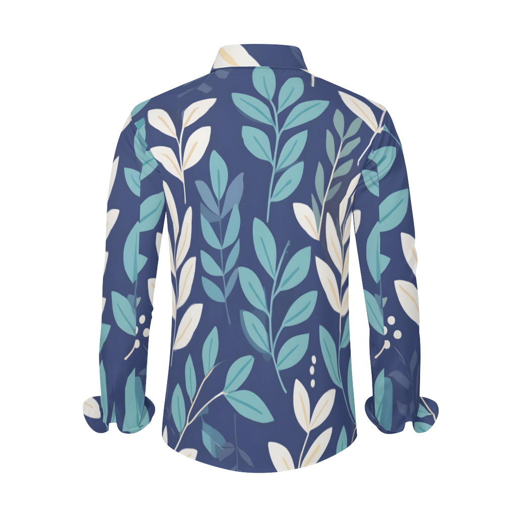 Floral Men's Classic Long-Sleeved Shirt | Polyester