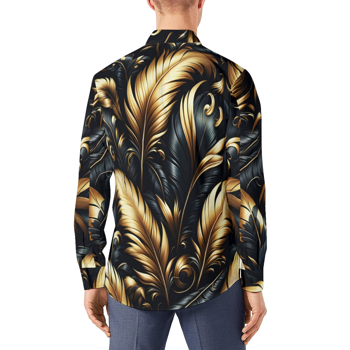 Golden Feathers Men's Classic Long-Sleeved Shirt | Polyester