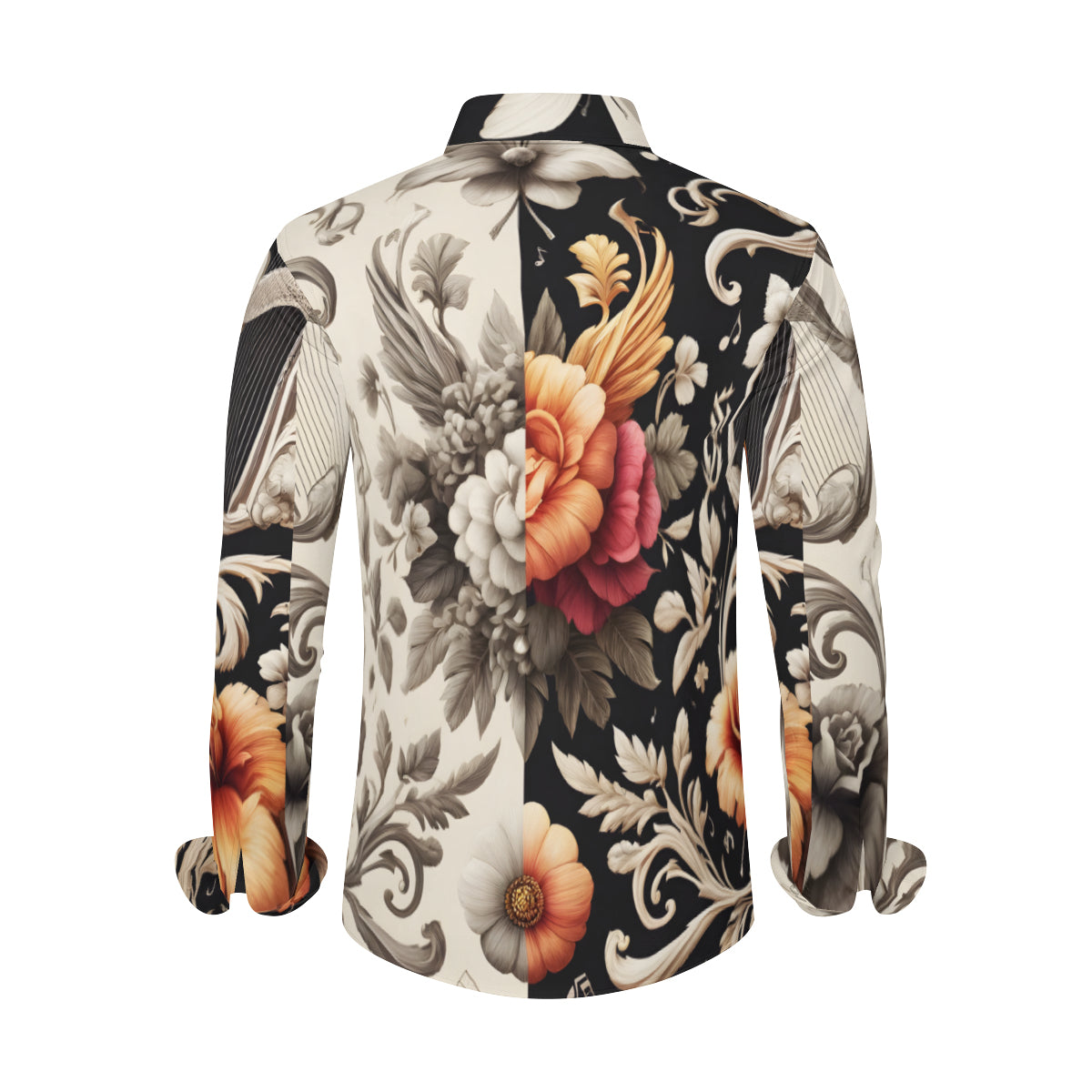 Musical Floral Long Sleeves Men's Shirt