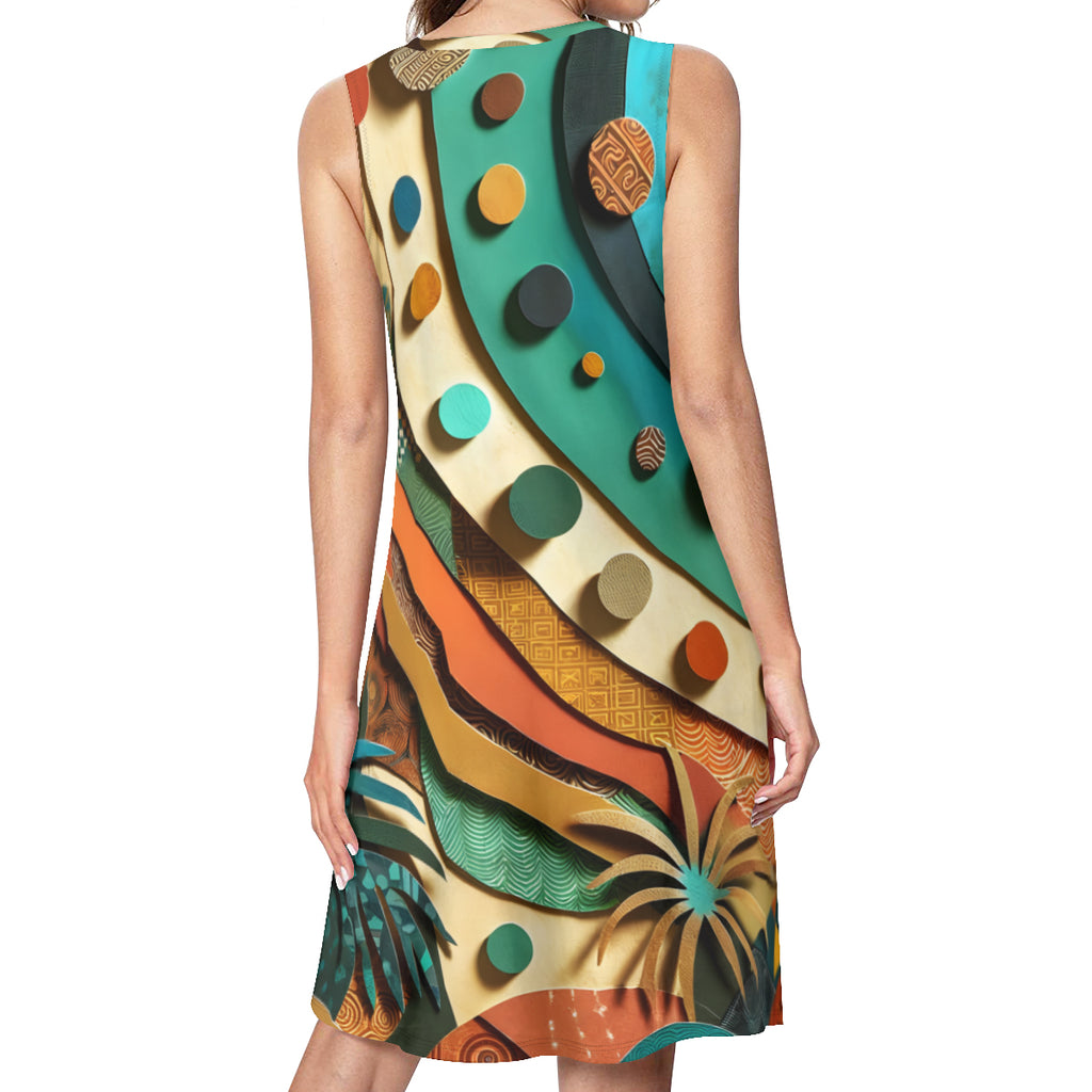 Paper Collage Women's Casual Dress | Polyester