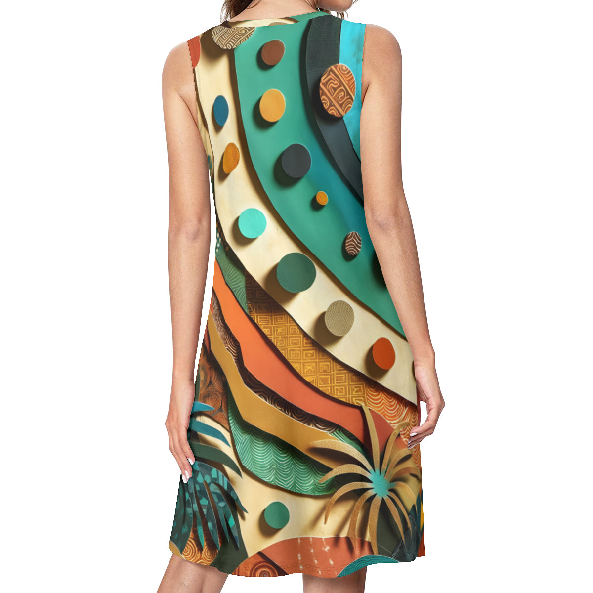 Paper Collage Women's Casual Dress | Polyester