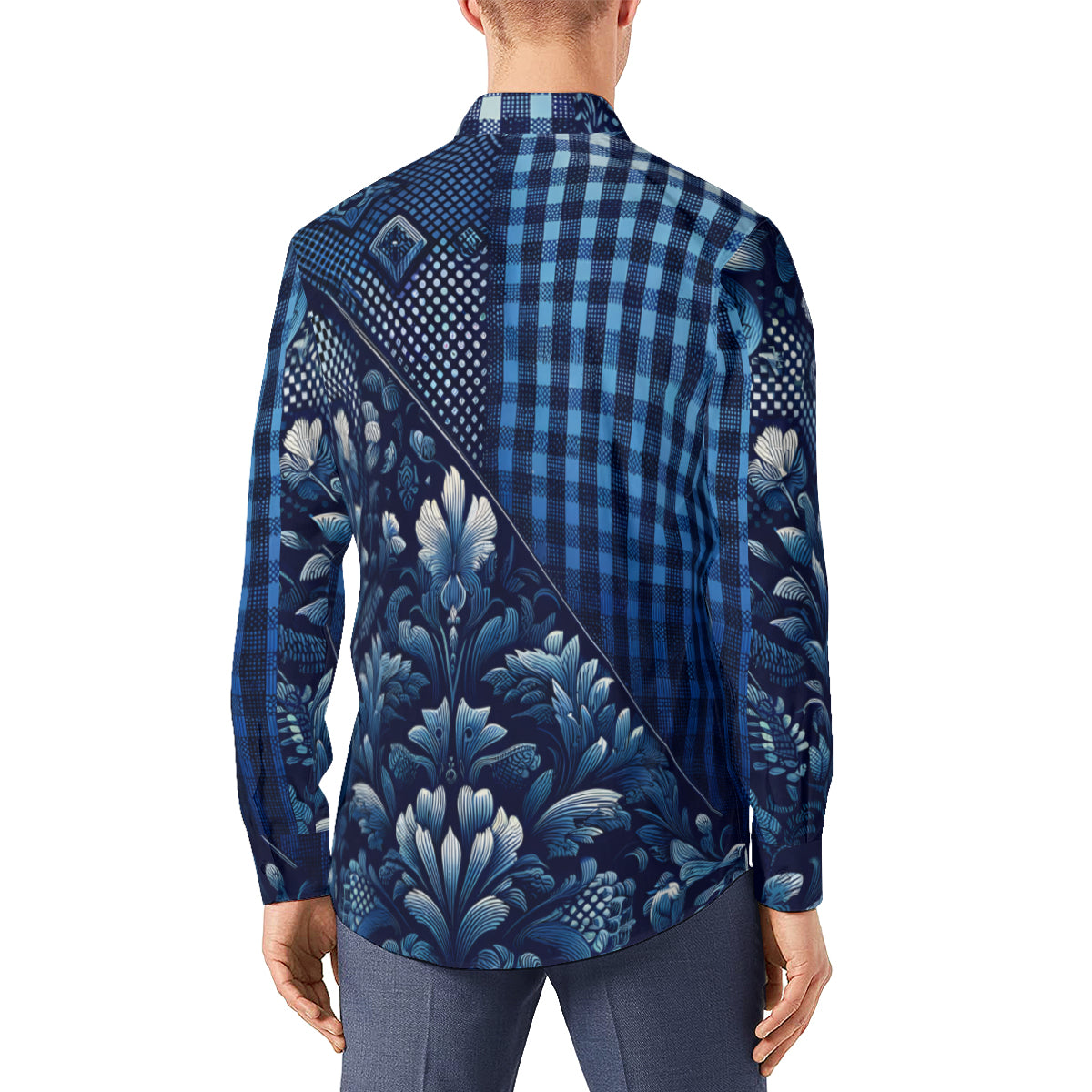 Blue Jeans Design Long Sleeves Men's Shirt