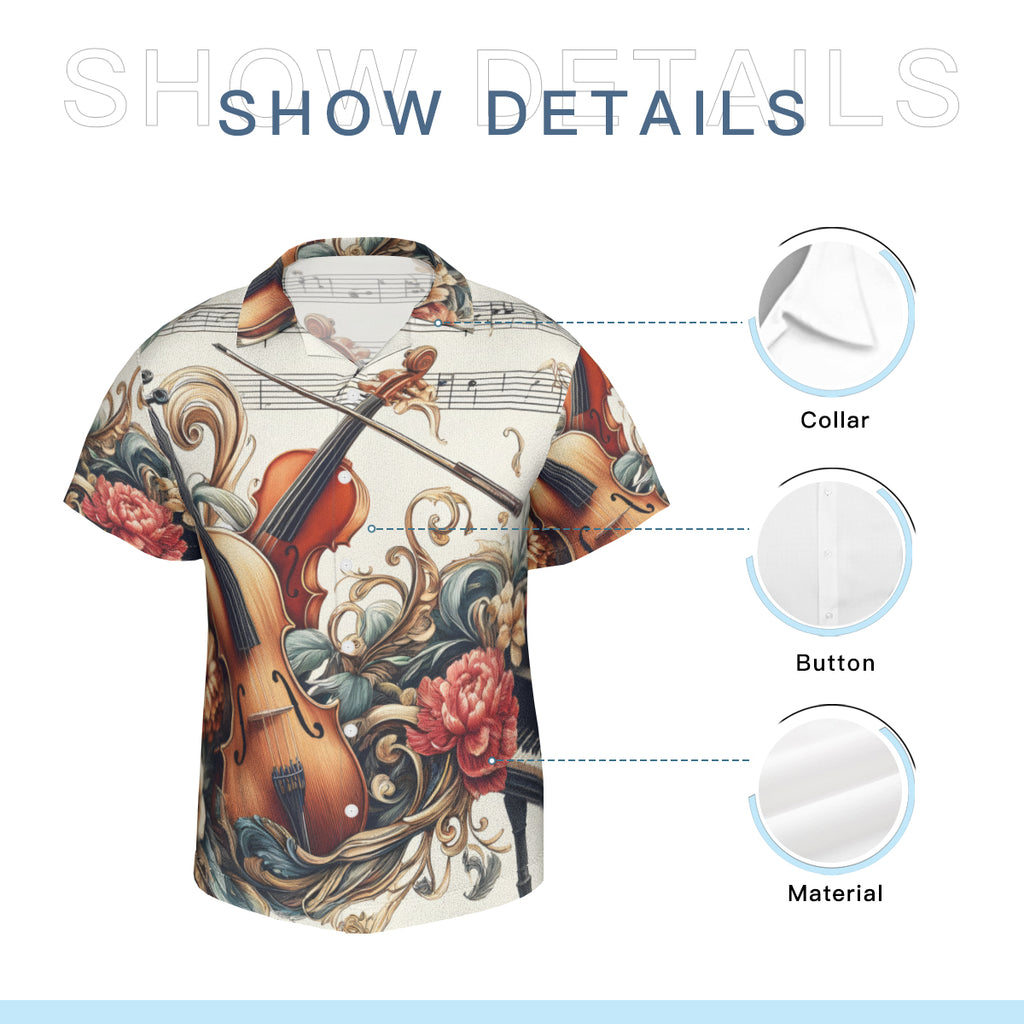 Musical Floral Short Sleeves Men's Shirt