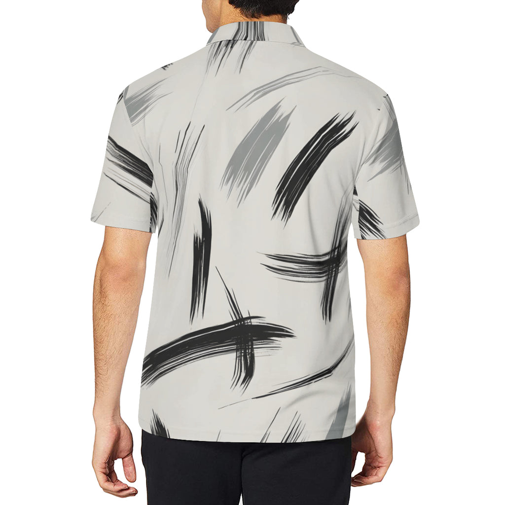 Minimalistic Paint Brush Men's Premium European Size POLO Shirt | 95% Polyester+5% Spandex
