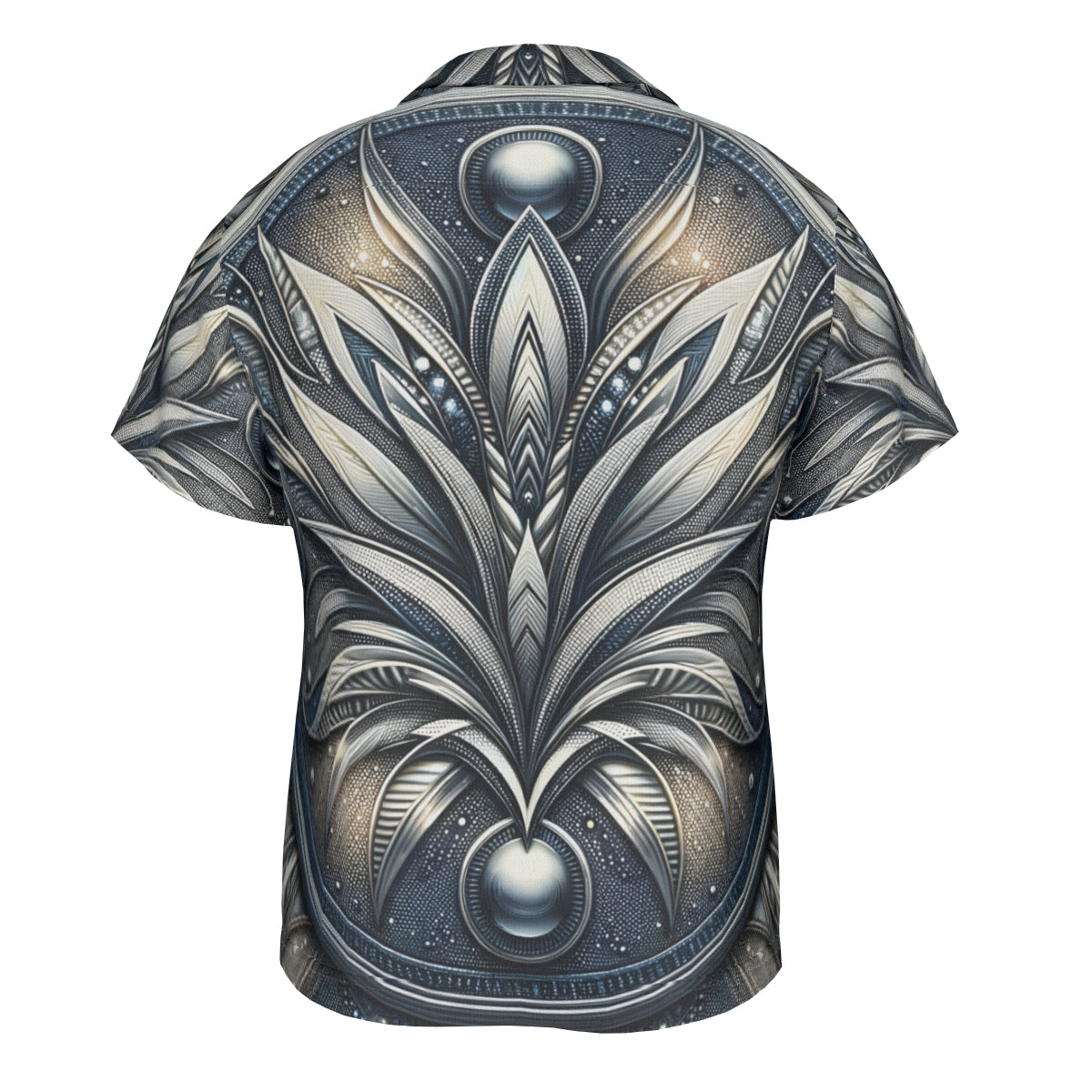 Metallic Denim Short Sleeves Men's Shirt
