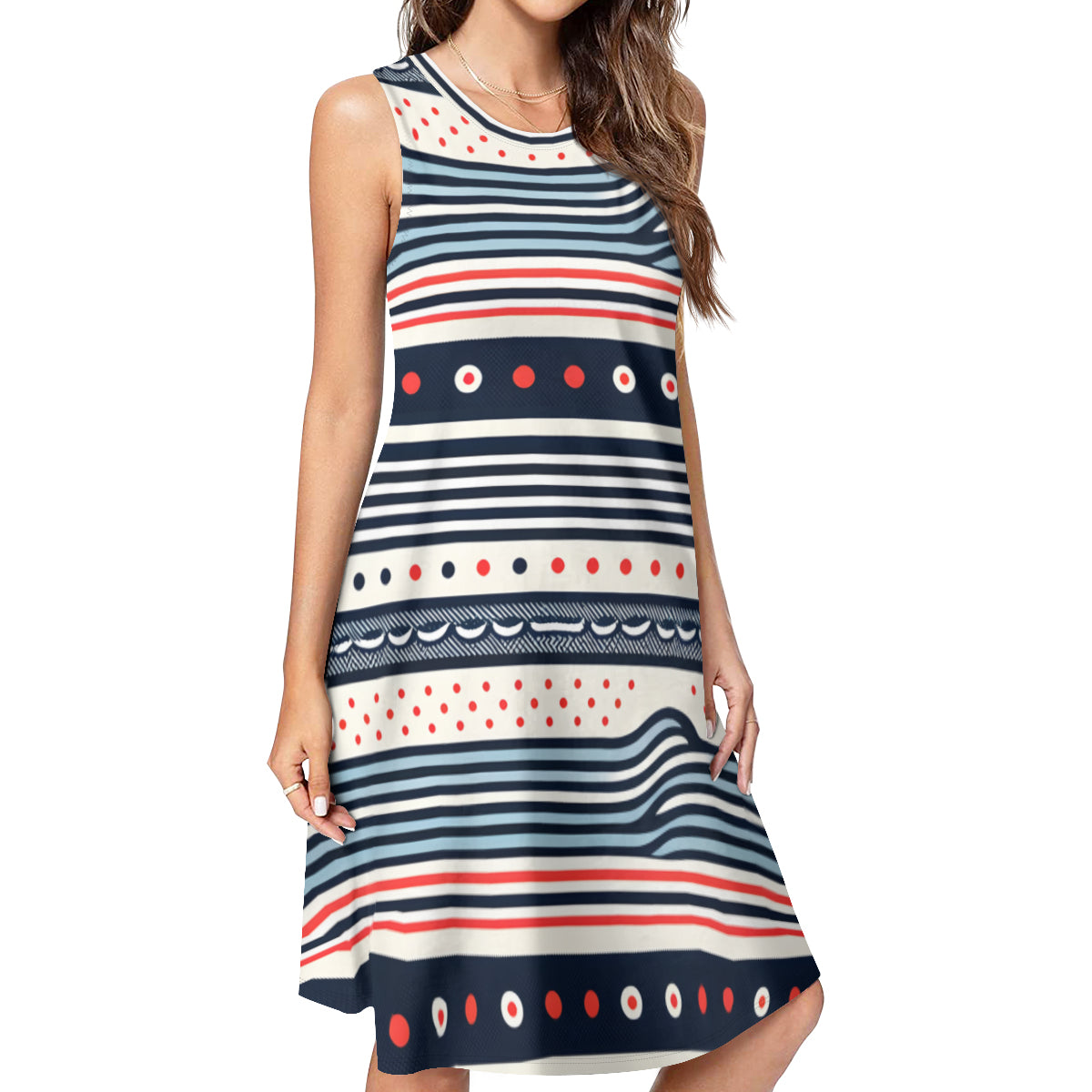 Striped Dots Women's Casual Dress | Polyester