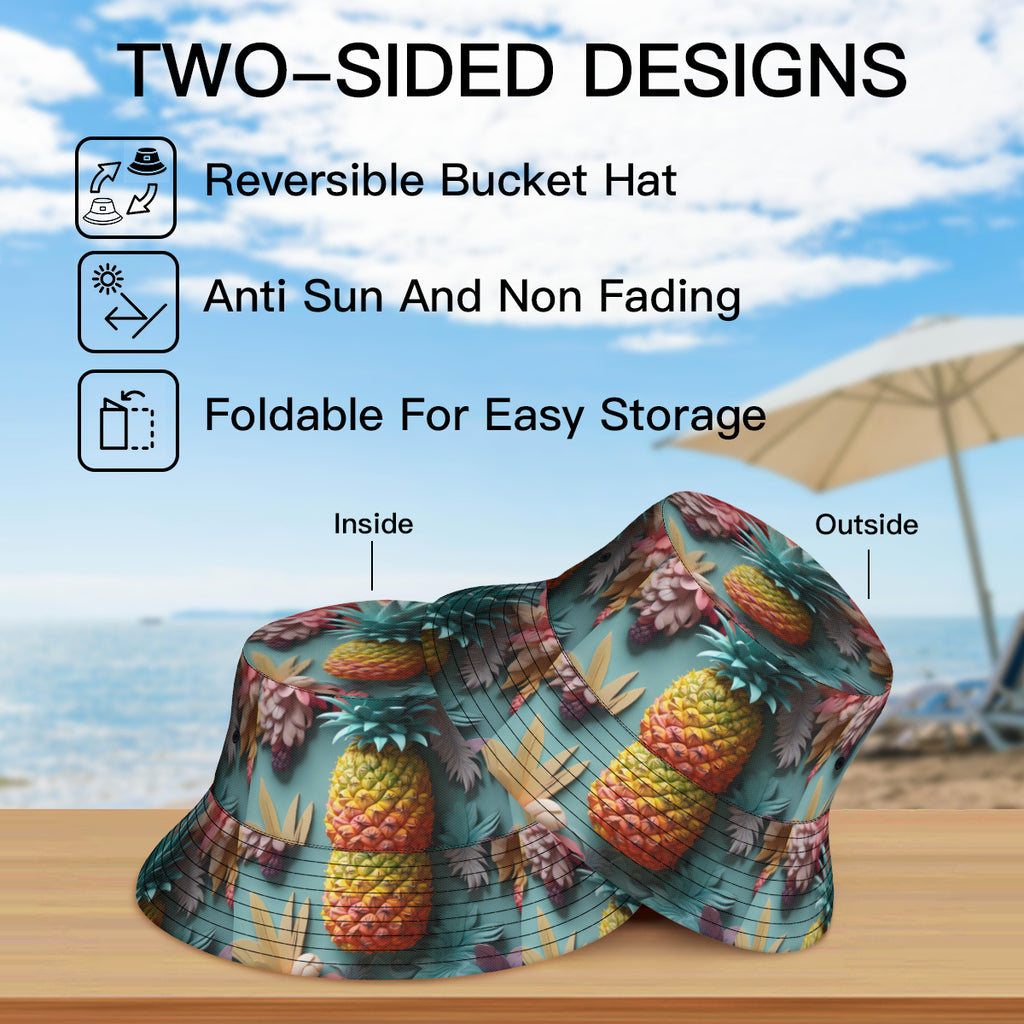 Pineapple Double-Sided Unisex Polyester Bucket Hat