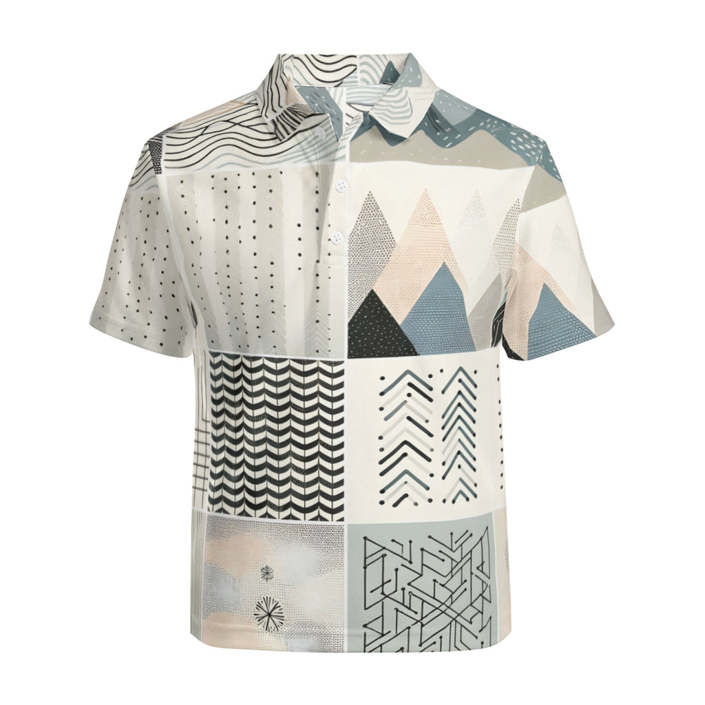 Minimalistic Geometric Men's Premium European Size POLO Shirt | 95% Polyester+5% Spandex