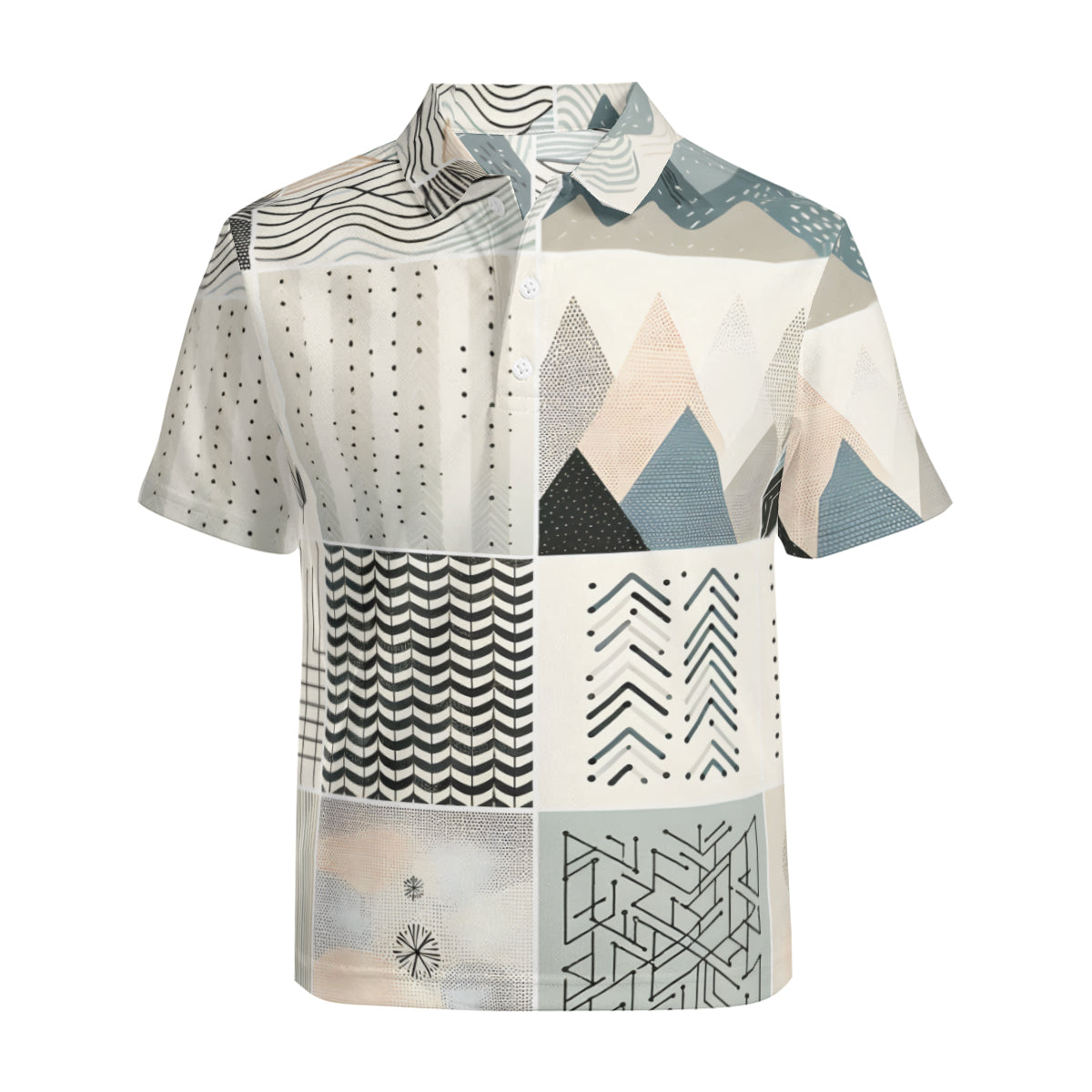 Minimalistic Geometric Men's Premium European Size POLO Shirt | 95% Polyester+5% Spandex