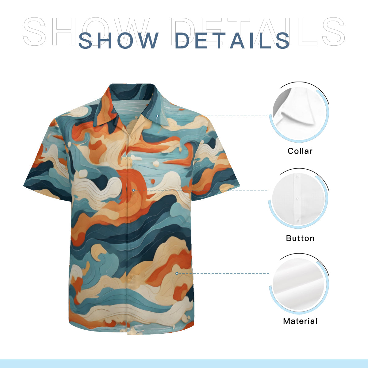 Wave Pattern Short Sleeves Men's Shirt