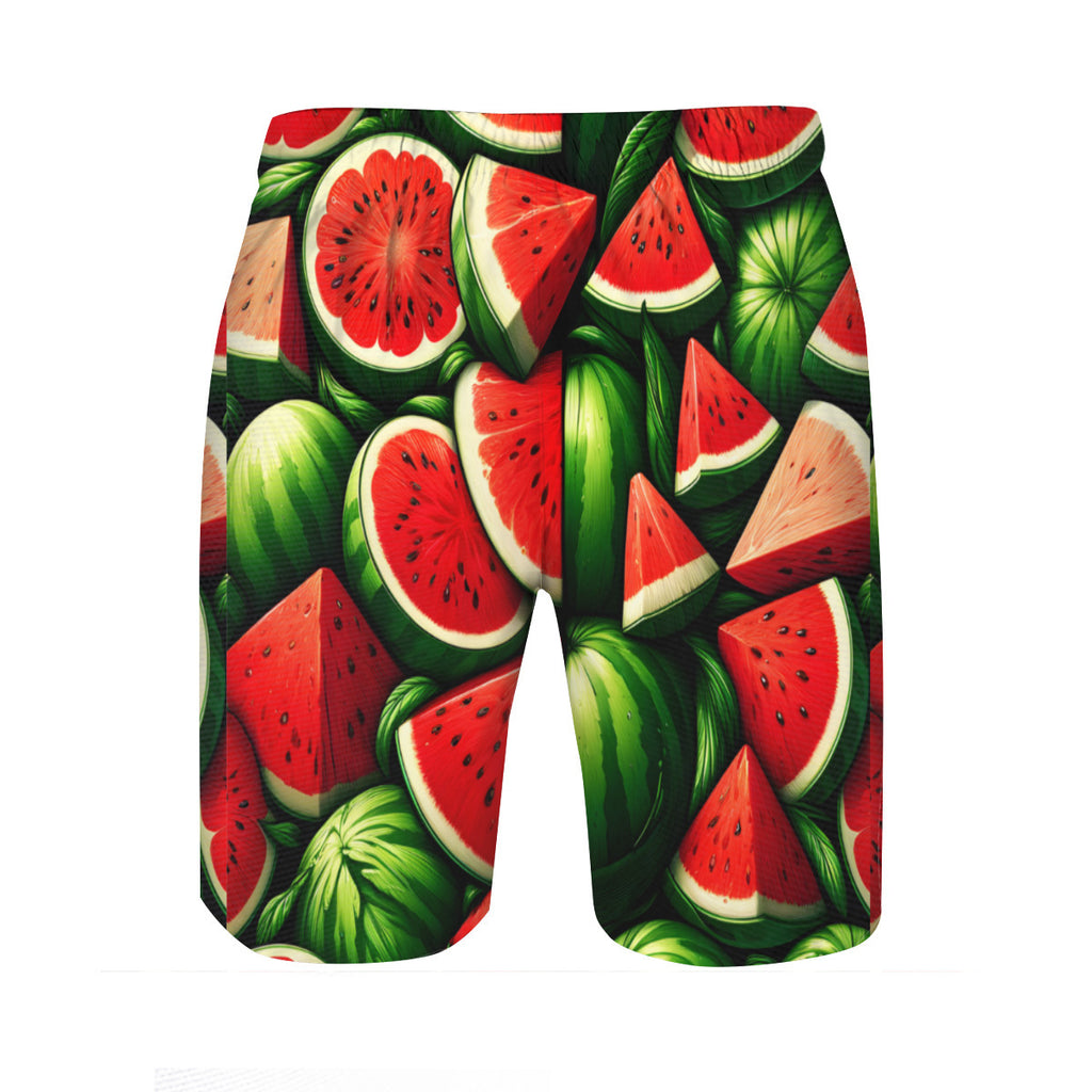 Watermelon Men's Beach Shorts (Not Mesh Lined) | Polyester