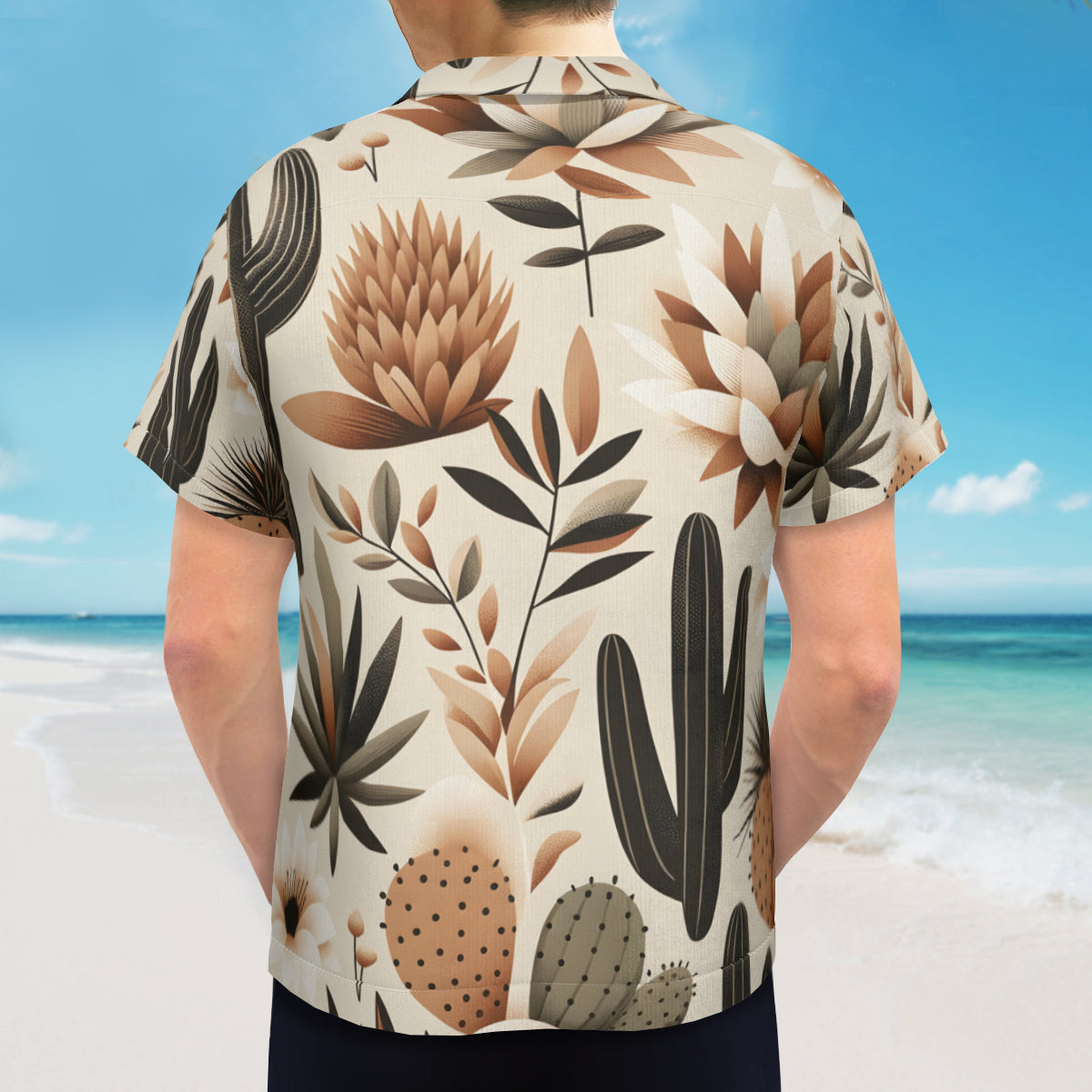 Minimalistic Floral Short Sleeves Men's Shirt