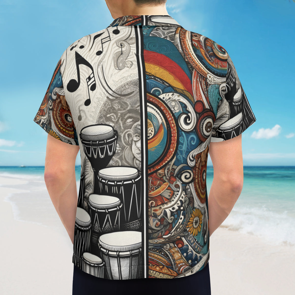 African Drums Floral Short Sleeves Men's Shirt