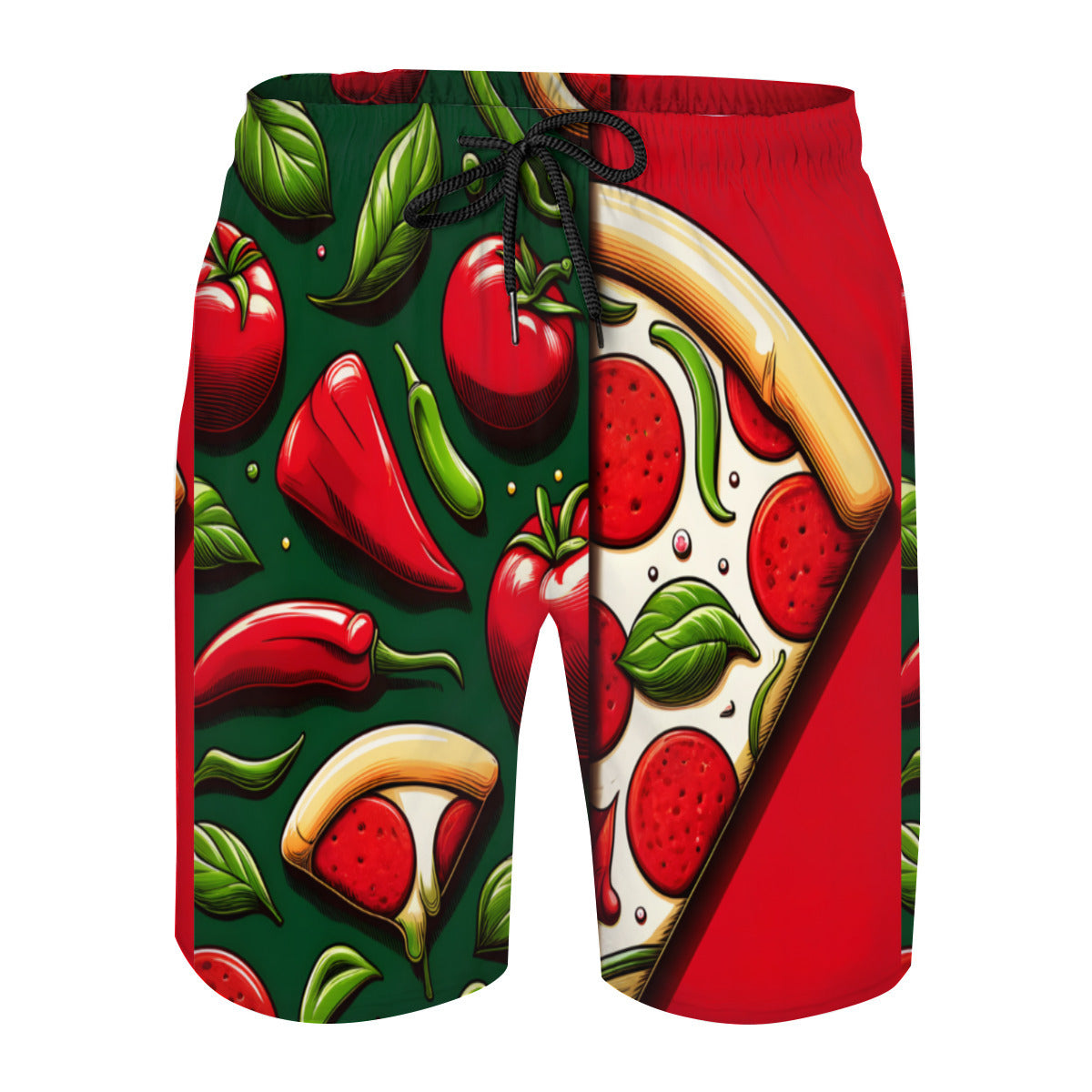 Pizza Men's Beach Shorts (Not Mesh Lined) | Polyester