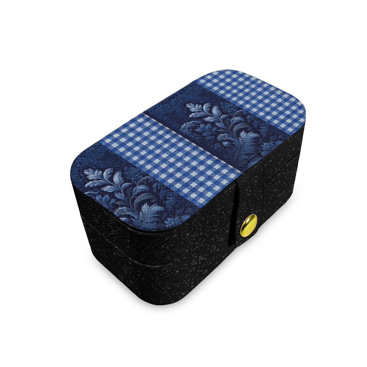 Denim Check Personalized Portable Jewelry Box