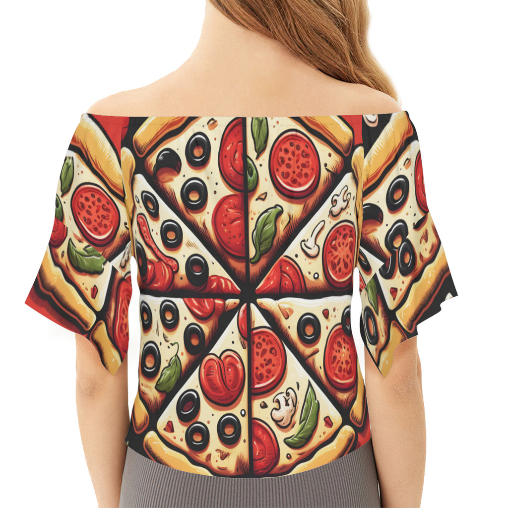 Pizza Slices One-Shoulder Tie Short Sleeves