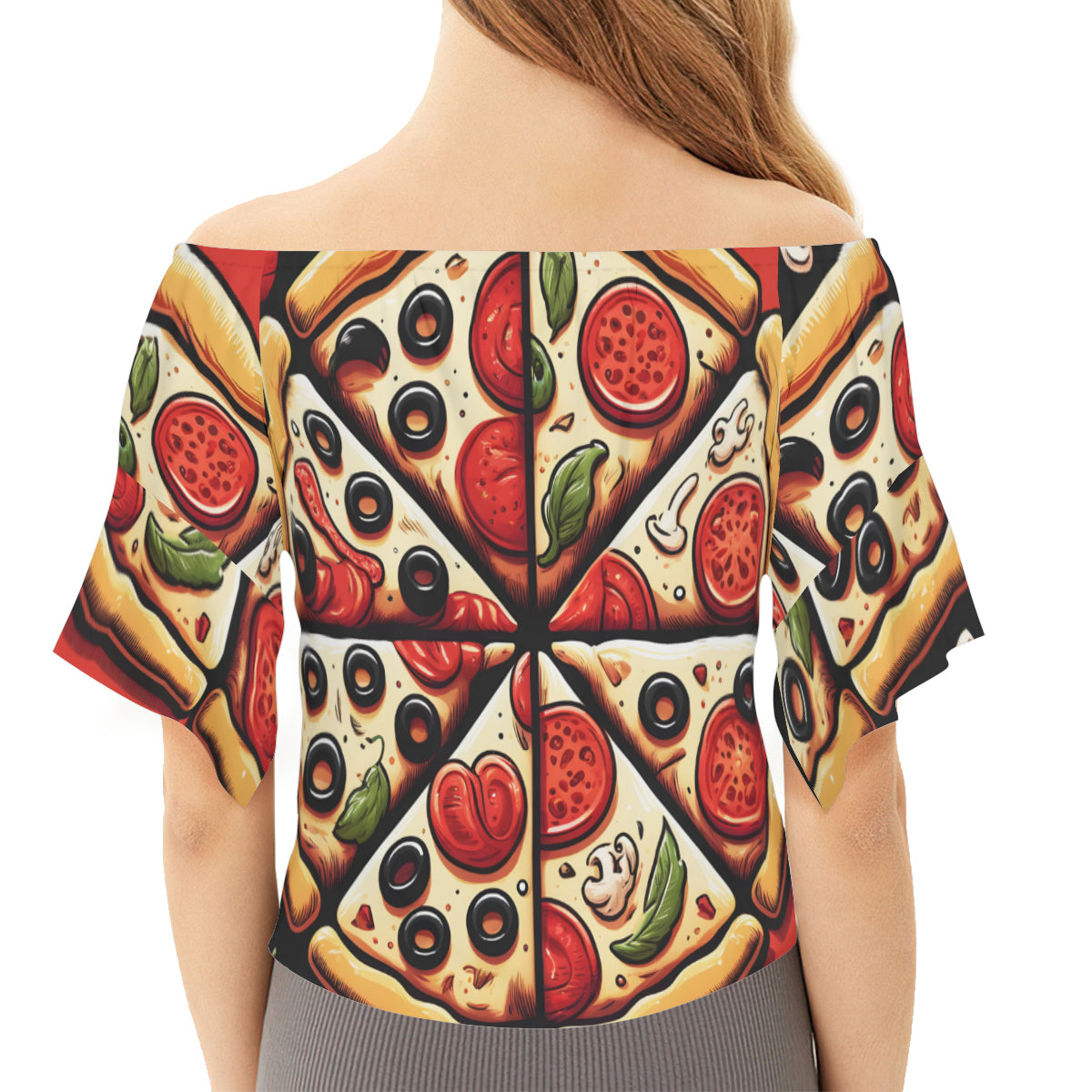 Pizza Slices One-Shoulder Tie Short Sleeves