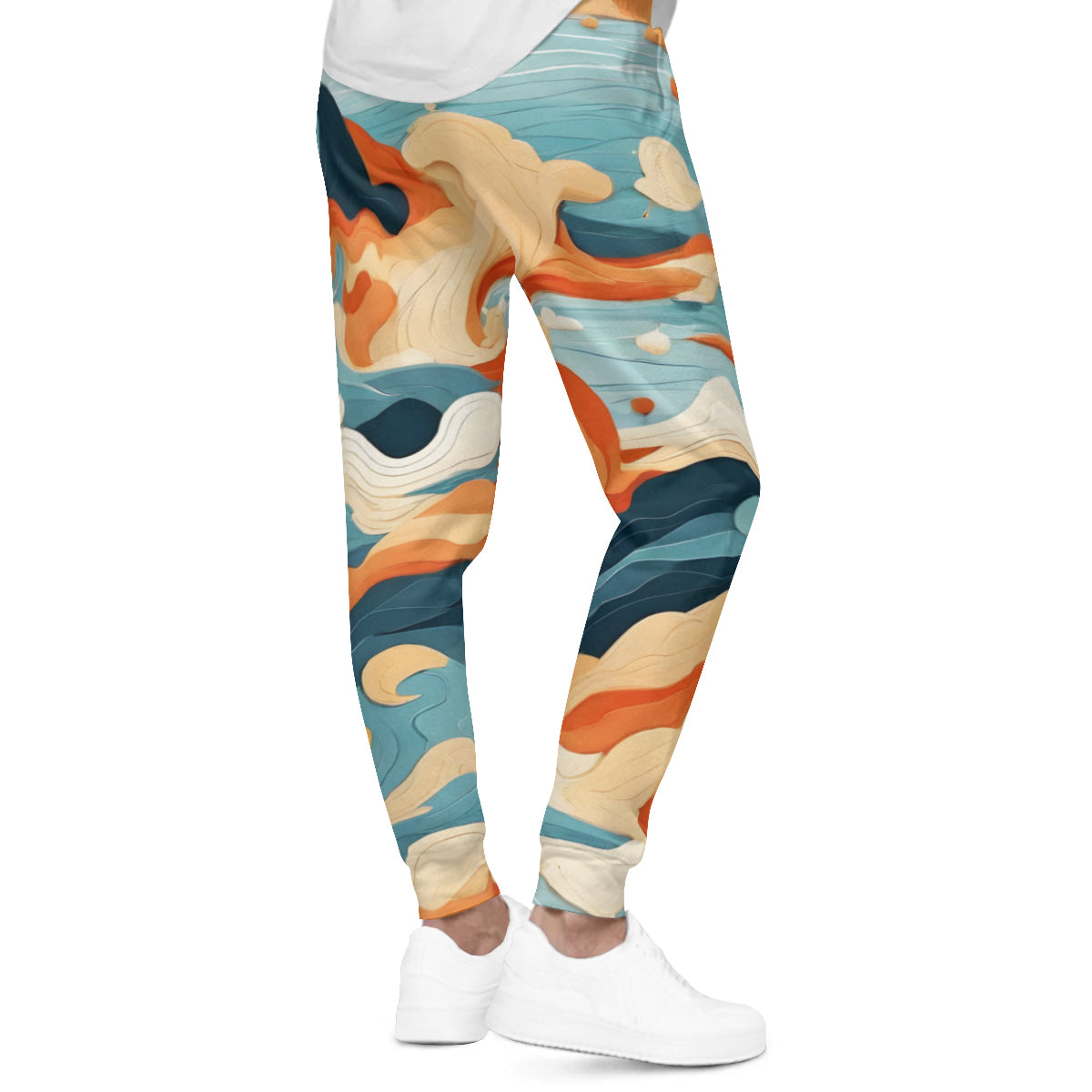 Abstract Waves Men's Adult Hoodie Set (Double-Layer Hood) | Health Fabric