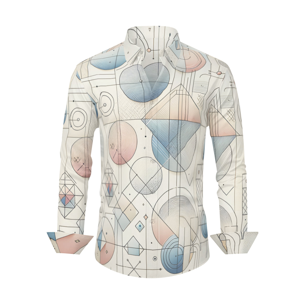 Minimalistic Geometric Shapes Men's Classic Long-Sleeved Shirt | Polyester