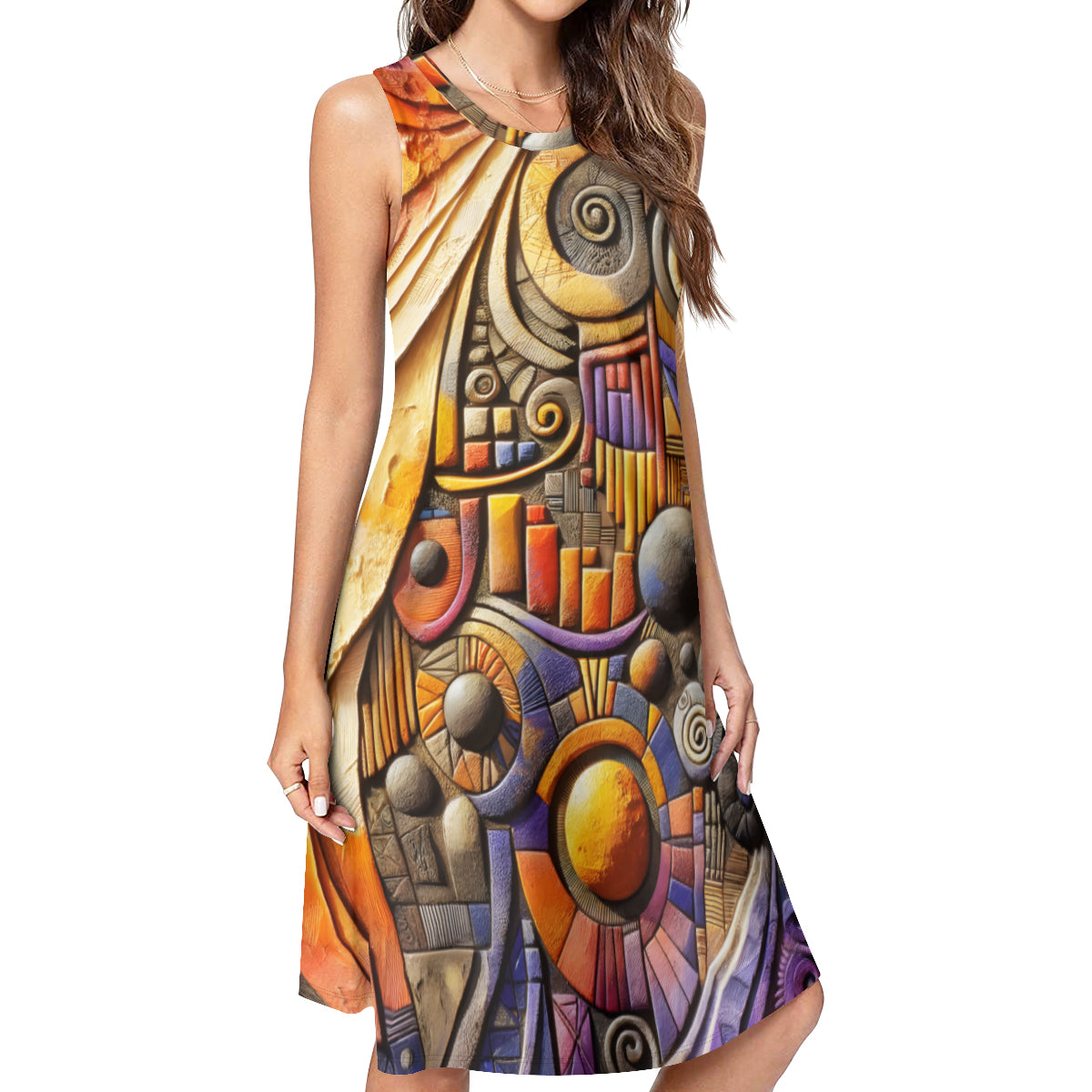 Abstract Women's Casual Dress | Polyester