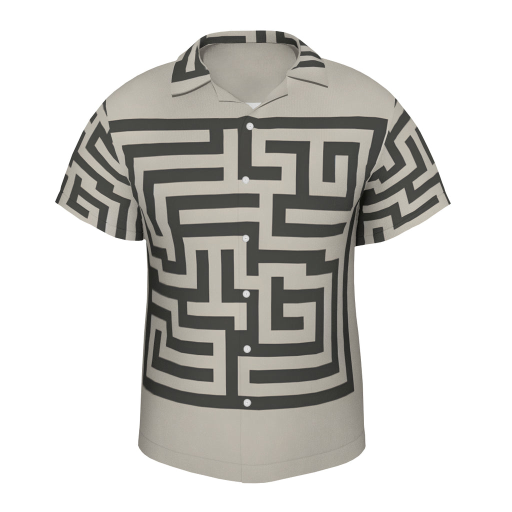 Minimalistic Geometric Short Sleeves Men's Shirt