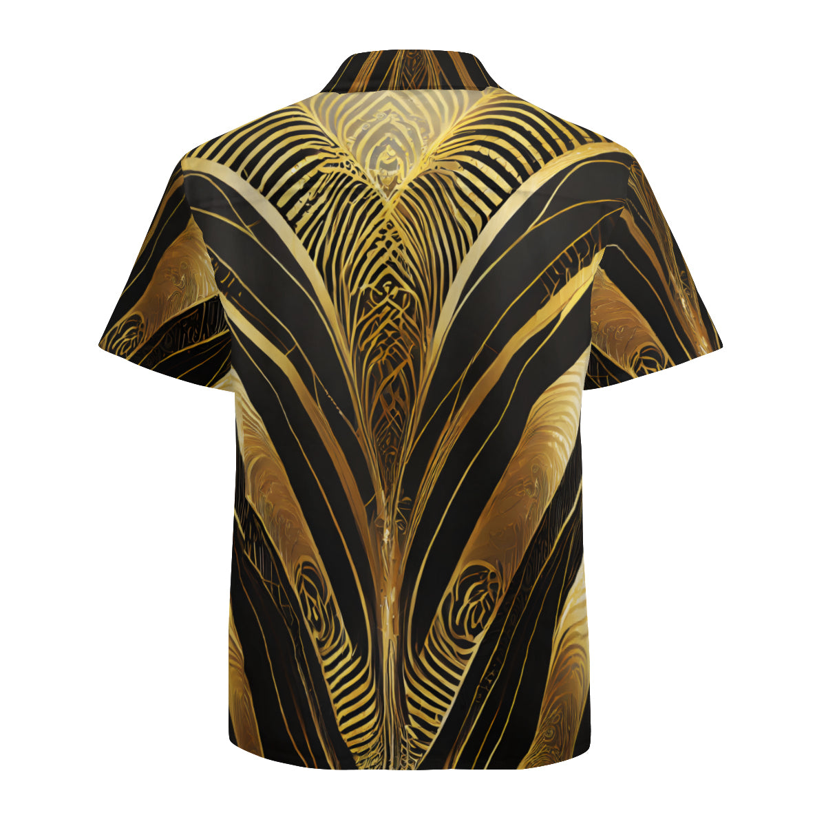 Elegant Black And Gold Short Sleeves Men's Shirt
